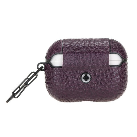 Apple AirPods Pro uyumlu, Hakiki Deri, El Yapımı Kılıf Juni ERC13 Mor