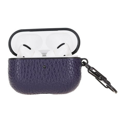 Apple AirPods Pro uyumlu, Hakiki Deri, El Yapımı Kılıf Juni ERC16 Mor