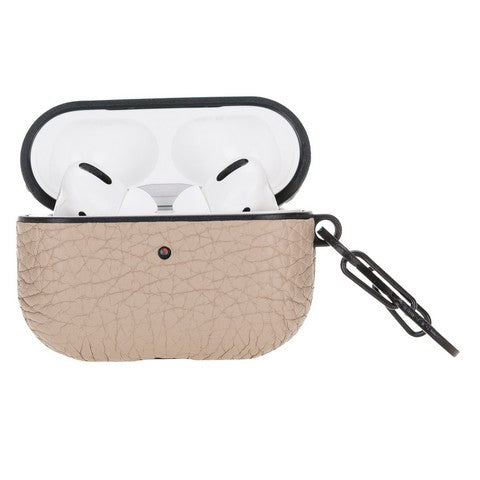 Apple AirPods Pro uyumlu, Hakiki Deri, El Yapımı Kılıf Juni ERC3 Bej
