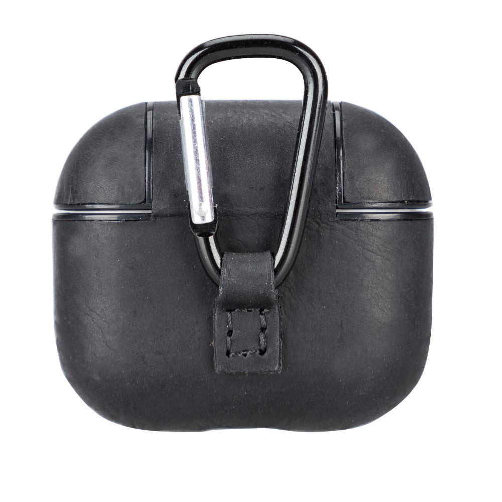 Apple AirPods 3.nesil uyumlu, Hakiki Deri, El Yapımı Kılıf, Juni AA1 Siyah
