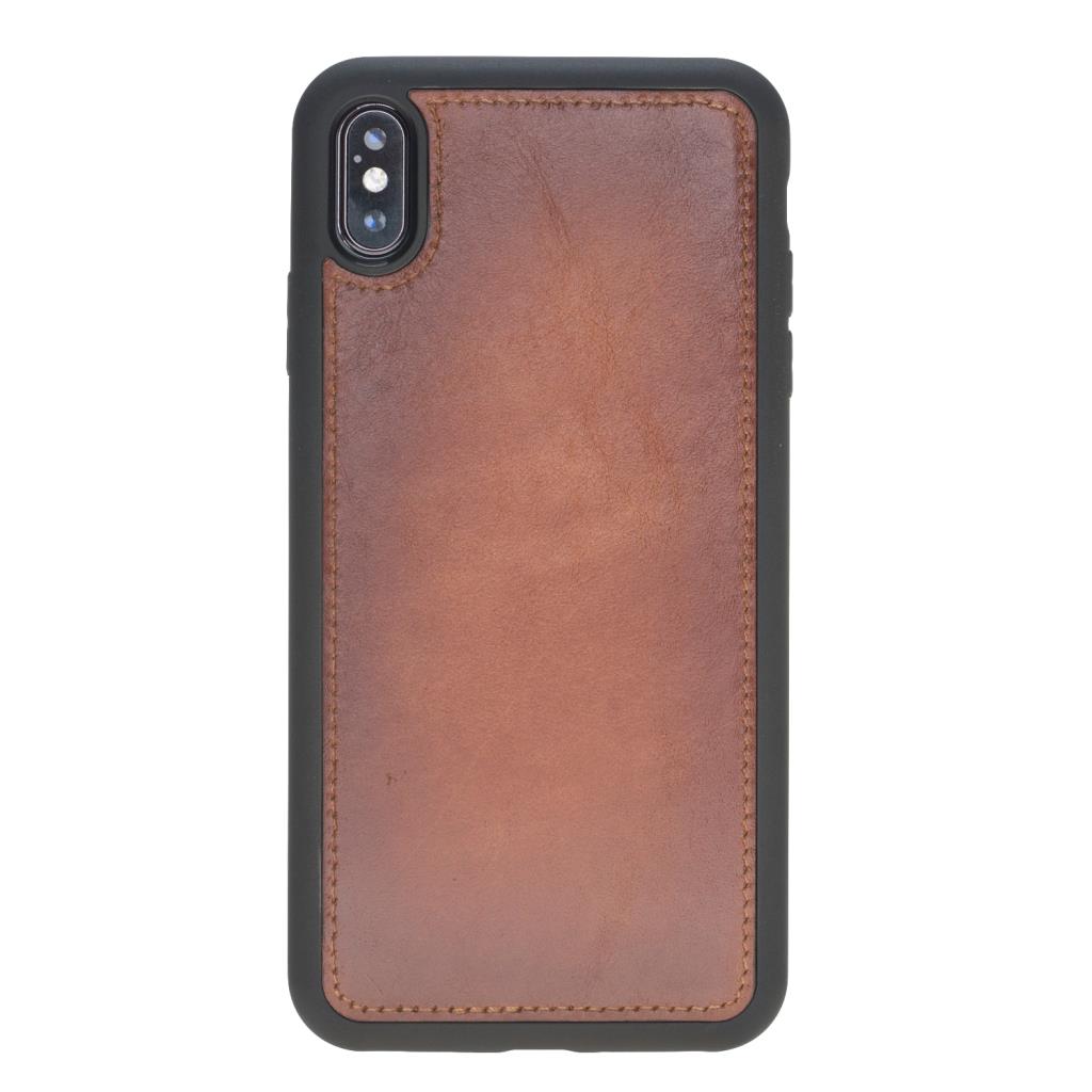 Apple iPhone XS Max uyumlu, Hakiki Deri, El Yapımı, Cüzdanlı Kılıf, Gölgeli Taba