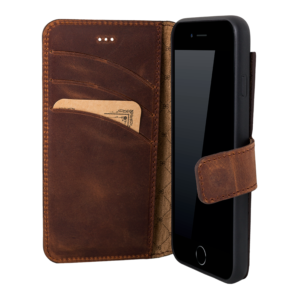 Apple iPhone 7-8-SE Uyumlu Deri Cüzdanlı Kılıf G2