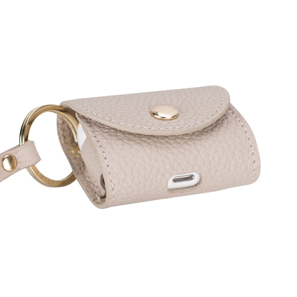 Apple AirPods 3.nesil uyumlu, Hakiki Deri, El Yapımı Kılıf, Mai Snap ERC3 Bej