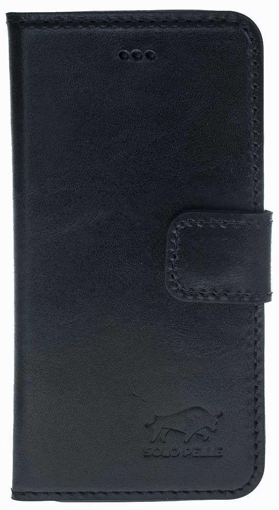 Apple iPhone 5-5s-SE Uyumlu Deri Cüzdanlı Kılıf Siyah