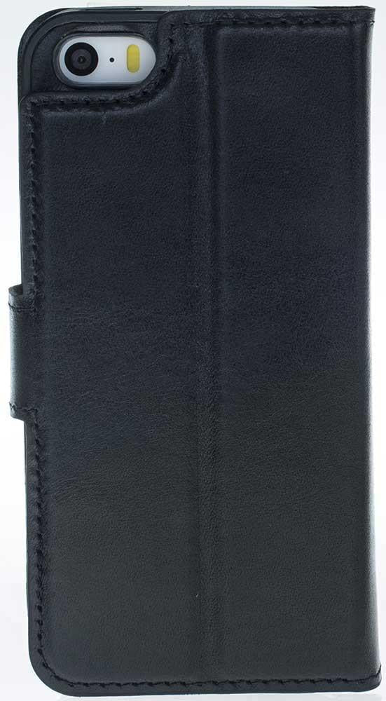 Apple iPhone 5-5s-SE Uyumlu Deri Cüzdanlı Kılıf Siyah