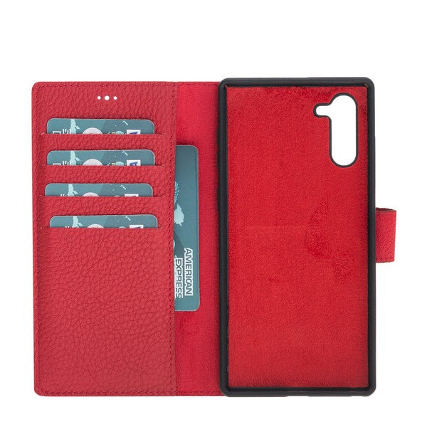 Samsung Galaxy Note 10 Uyumlu Deri Cüzdanlı Kılıf ERC2 Kırmızı
