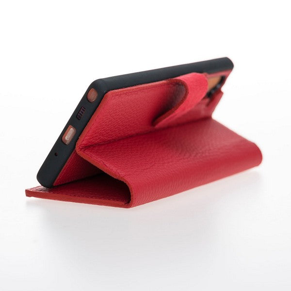 Samsung Galaxy Note 10 Uyumlu Deri Cüzdanlı Kılıf ERC2 Kırmızı