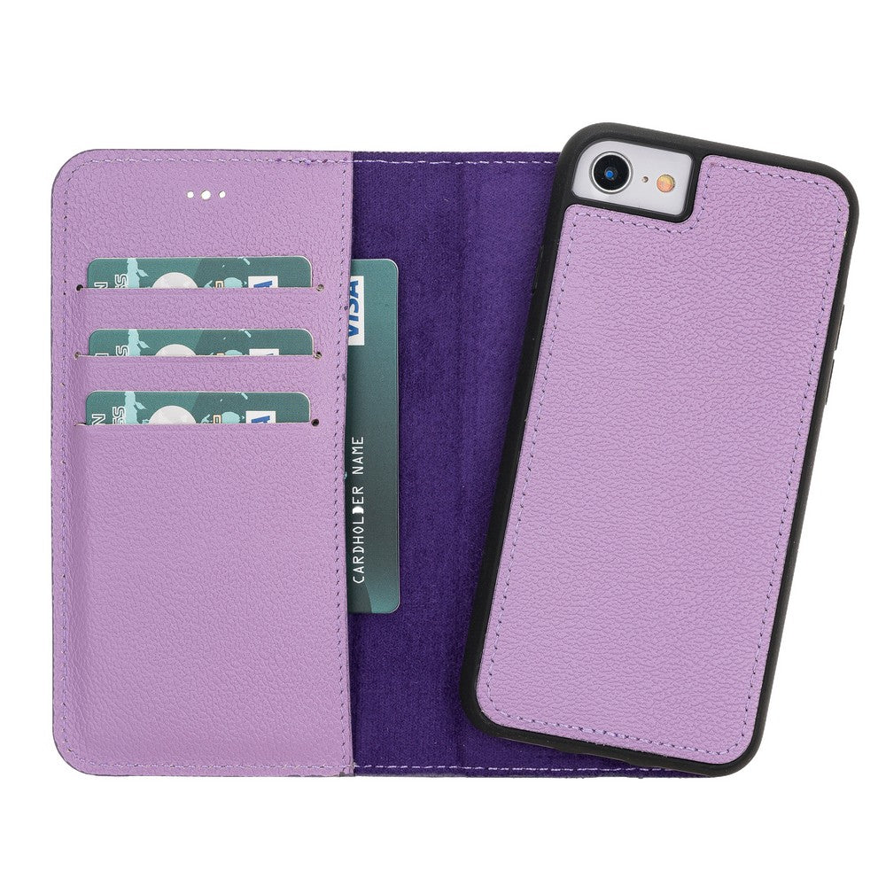 Apple iPhone 7-8-SE Uyumlu Deri Cüzdanlı Kılıf CP22 Lila
