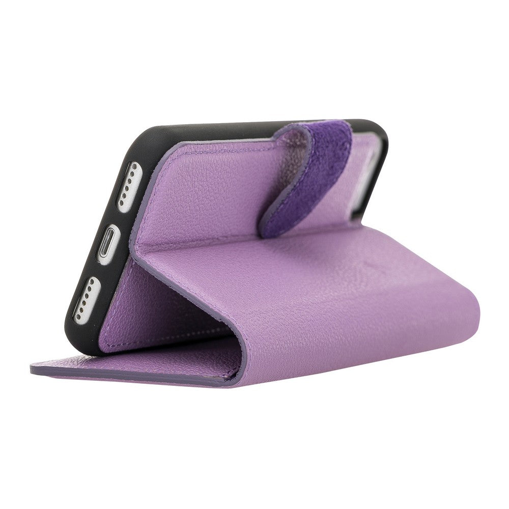 Apple iPhone 7-8-SE Uyumlu Deri Cüzdanlı Kılıf CP22 Lila