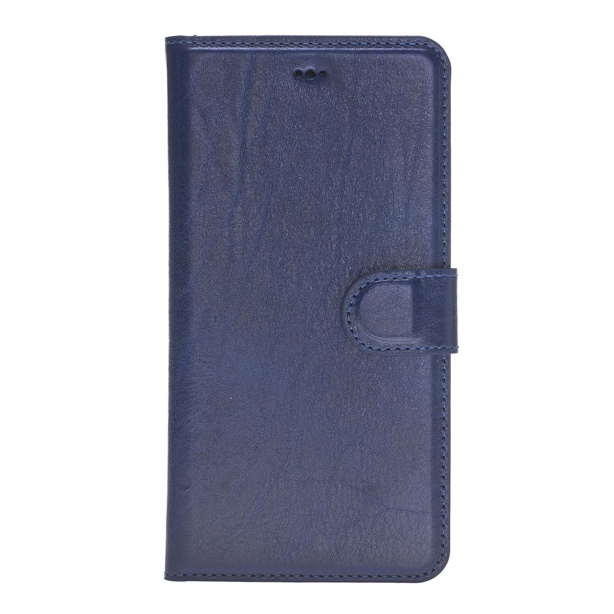 Apple iPhone XS Max uyumlu, Hakiki Deri, El Yapımı, Cüzdanlı Kılıf, V3 Mavi