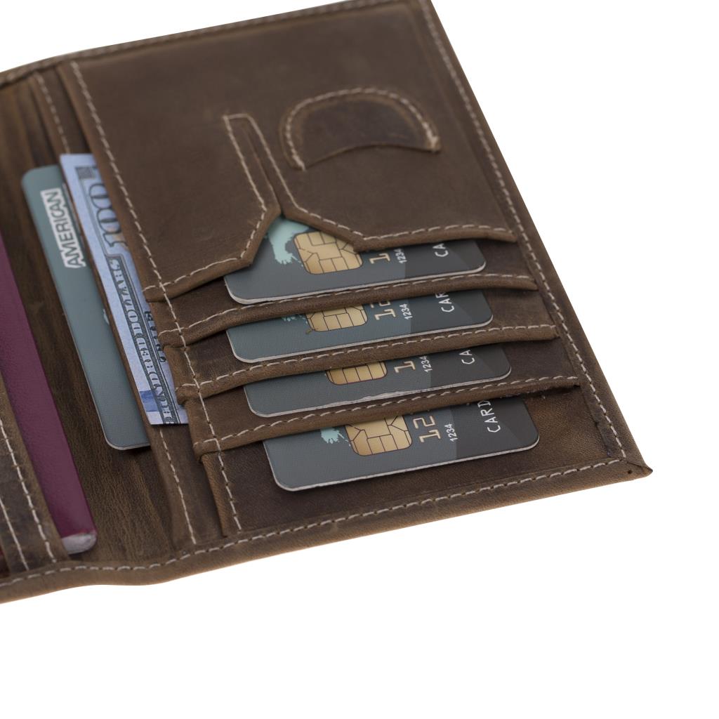Hakiki Deri, El Yapımı Cüzdan, Pasaport Bölümlü, PH04 G6 Antik Kahve