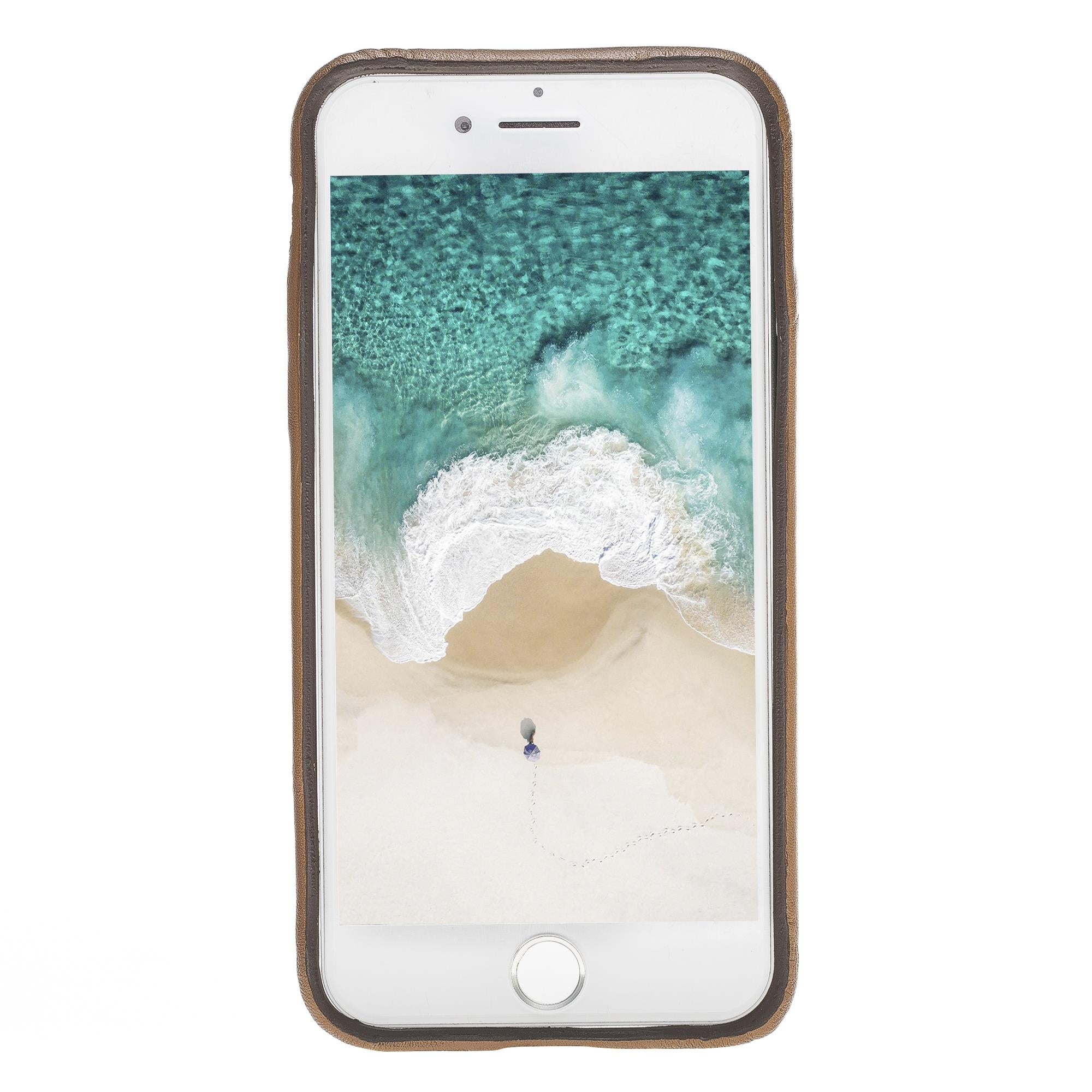 Apple iPhone 7-8-SE Uyumlu Deri Kartlıklı Arka Kapak UCCC Taba