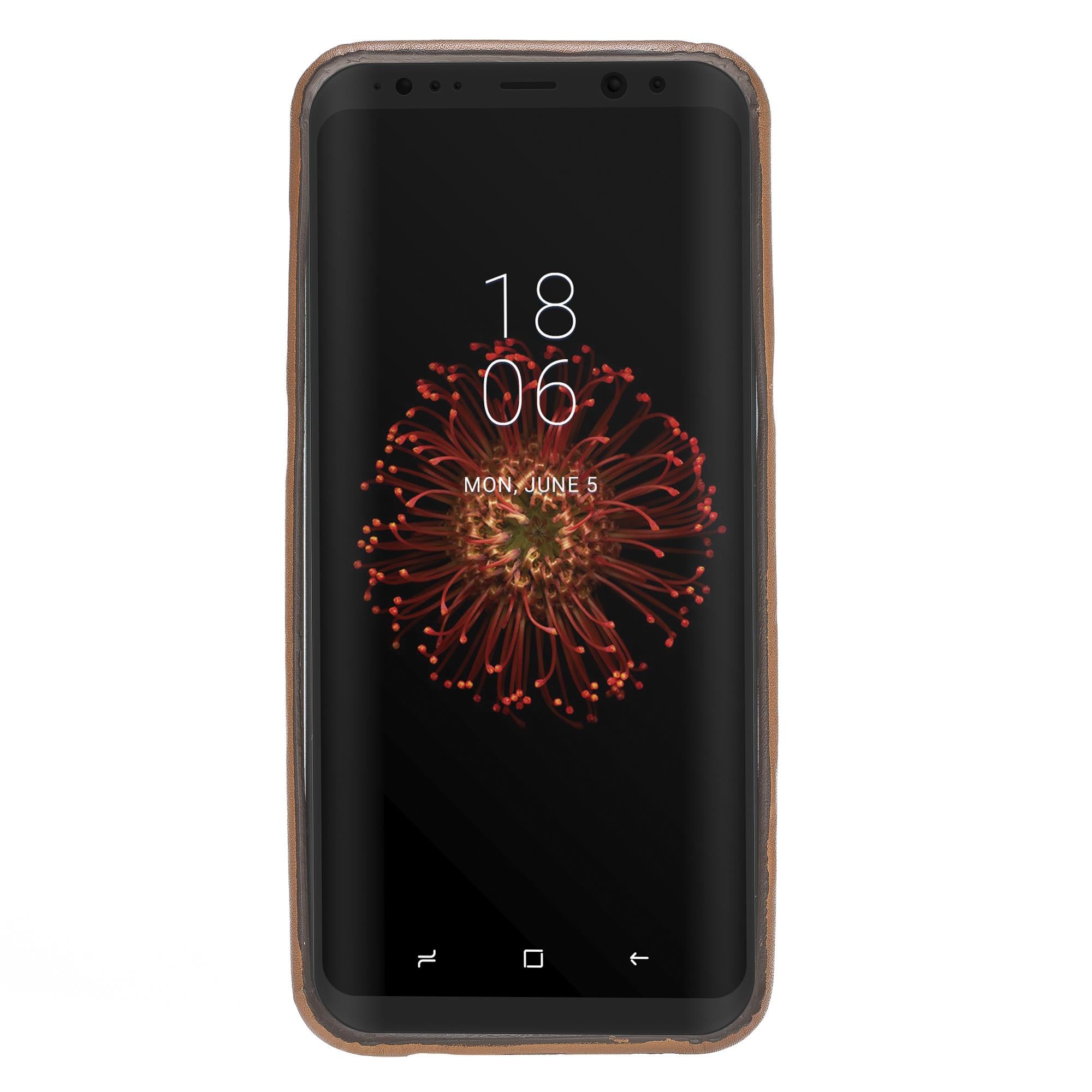 Samsung Galaxy S8 Plus Uyumlu Deri Arka Kapak FXCP UCCC Taba