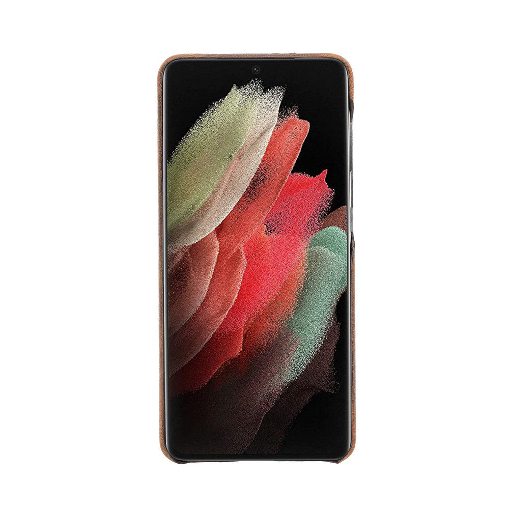 Samsung Galaxy S21 uyumlu, Hakiki Deri, El Yapımı, Arka Kapak, UJ Antik Kahve