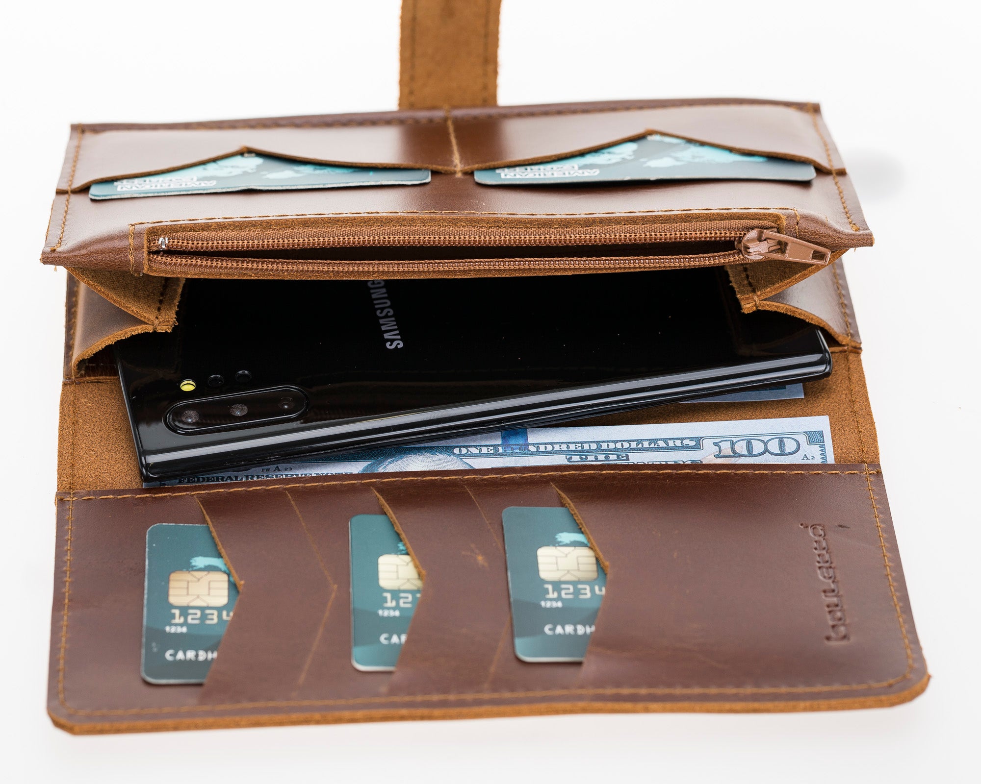 Koala 6.5 inch uyumlu, Hakiki Deri, El Yapımı, Kartlık Bölmeli Kılıf, Antik Kahve