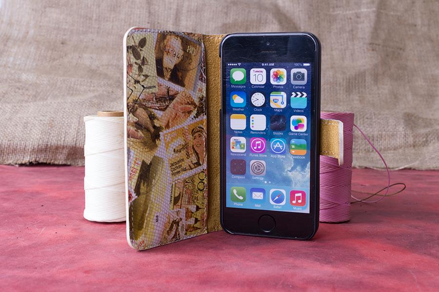 Apple iPhone 5-5s-SE Uyumlu Deri Cüzdanlı Kılıf WC00 Y3 Desenli