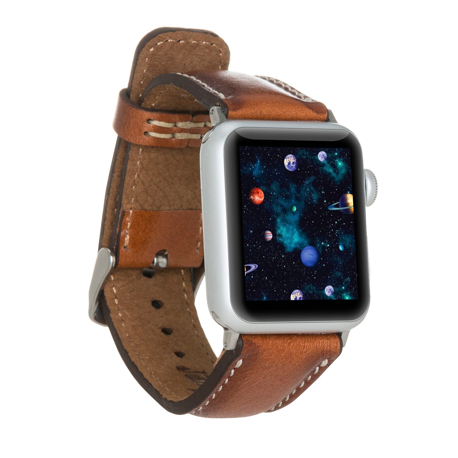 Apple Watch uyumlu, Hakiki Deri, El Yapımı Kordon, SM3 Gölgeli Taba
