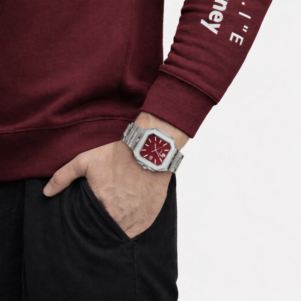 Erkek Kol Saati - Signature Collection - Model-9 RS23146 Bordeaux/Silver
