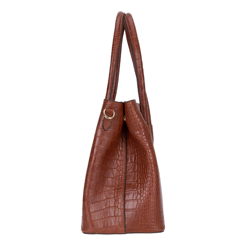 Novelya Hakiki Deri El Çantası - Geniş İç Hacimli Premium Croco Tote Bag