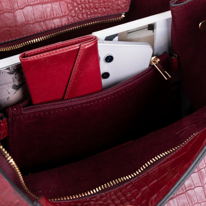Novelya Hakiki Deri El Çantası - Geniş İç Hacimli Premium Croco Tote Bag
