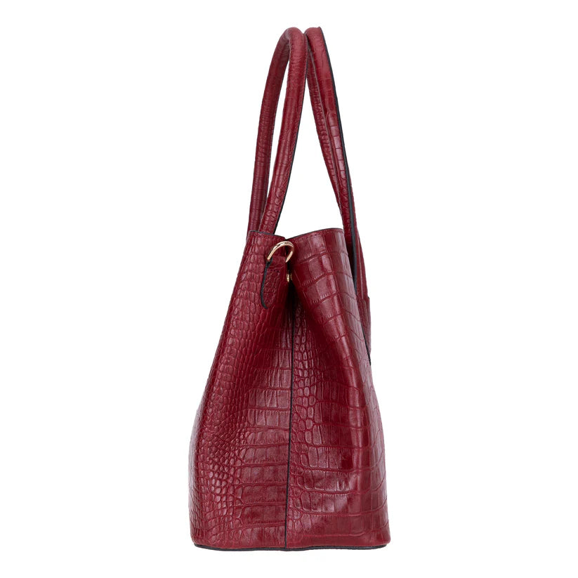 Novelya Hakiki Deri El Çantası - Geniş İç Hacimli Premium Croco Tote Bag