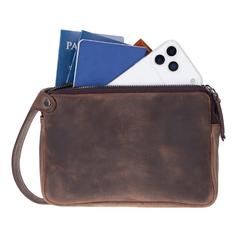 Valdiero %100 Hakiki Dana Derisi Erkek El Portföyü - Çok Bölmeli Vintage Organizer