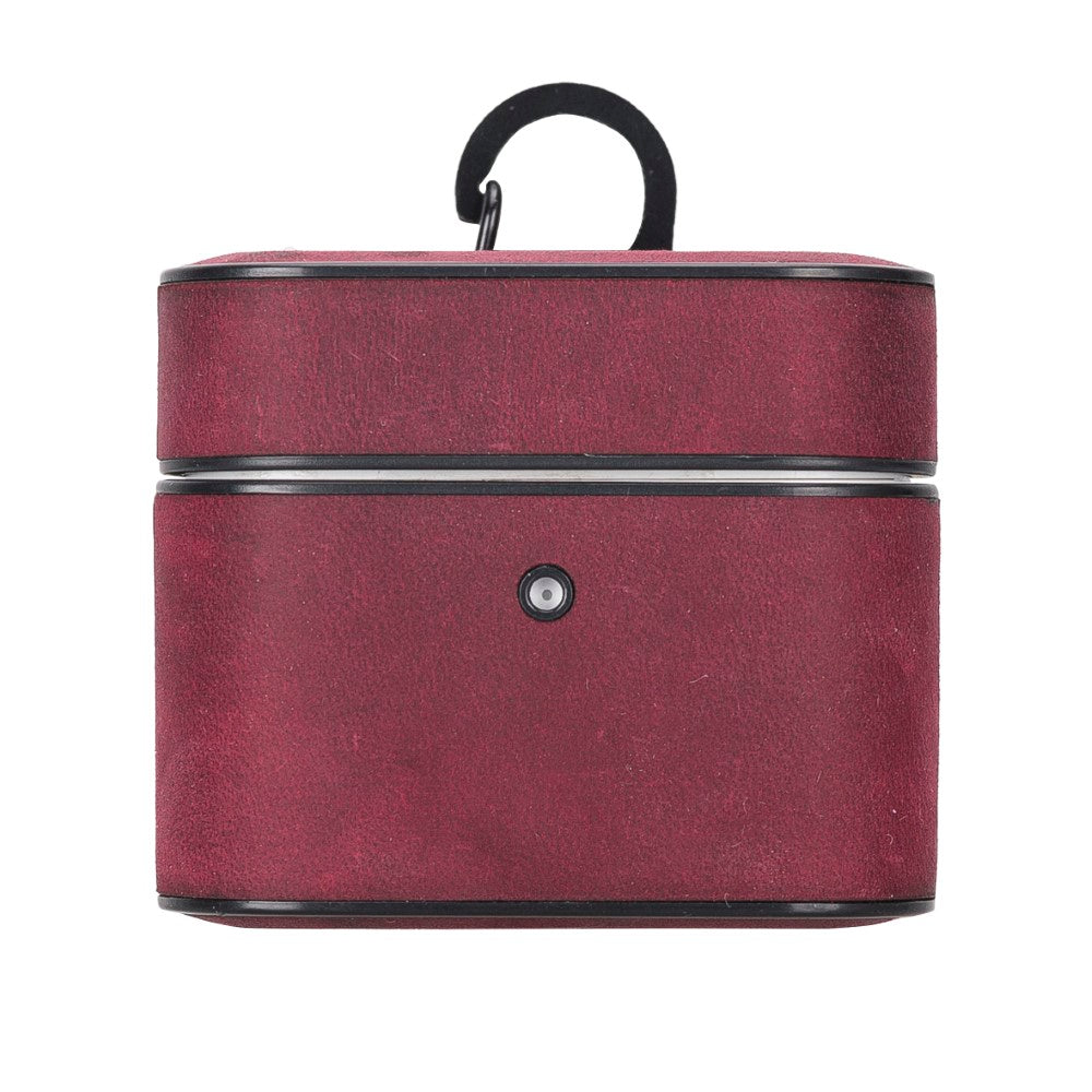 Casquet Apple AirPods 3.nesil uyumlu, Hakiki Deri, El Yapımı Kılıf, Fuşya