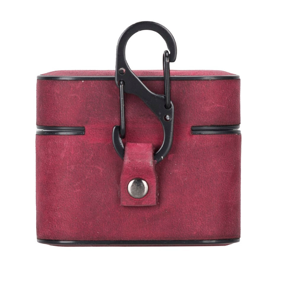 Casquet Apple AirPods 3.nesil uyumlu, Hakiki Deri, El Yapımı Kılıf, Fuşya