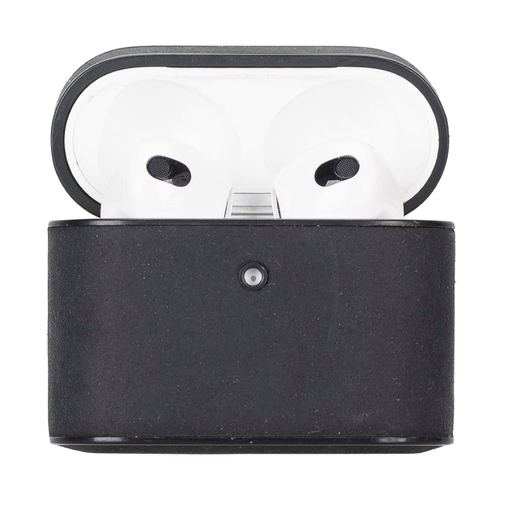 Casquet Apple AirPods 3.nesil uyumlu, Hakiki Deri, El Yapımı Kılıf, G1 Siyah