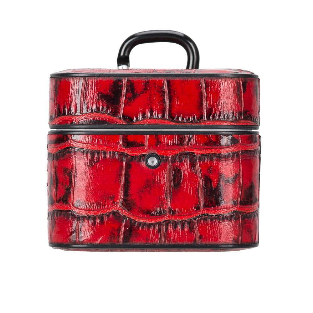 Casquet Apple AirPods 3.nesil uyumlu, Hakiki Deri, El Yapımı Kılıf, YK5 Kırmızı