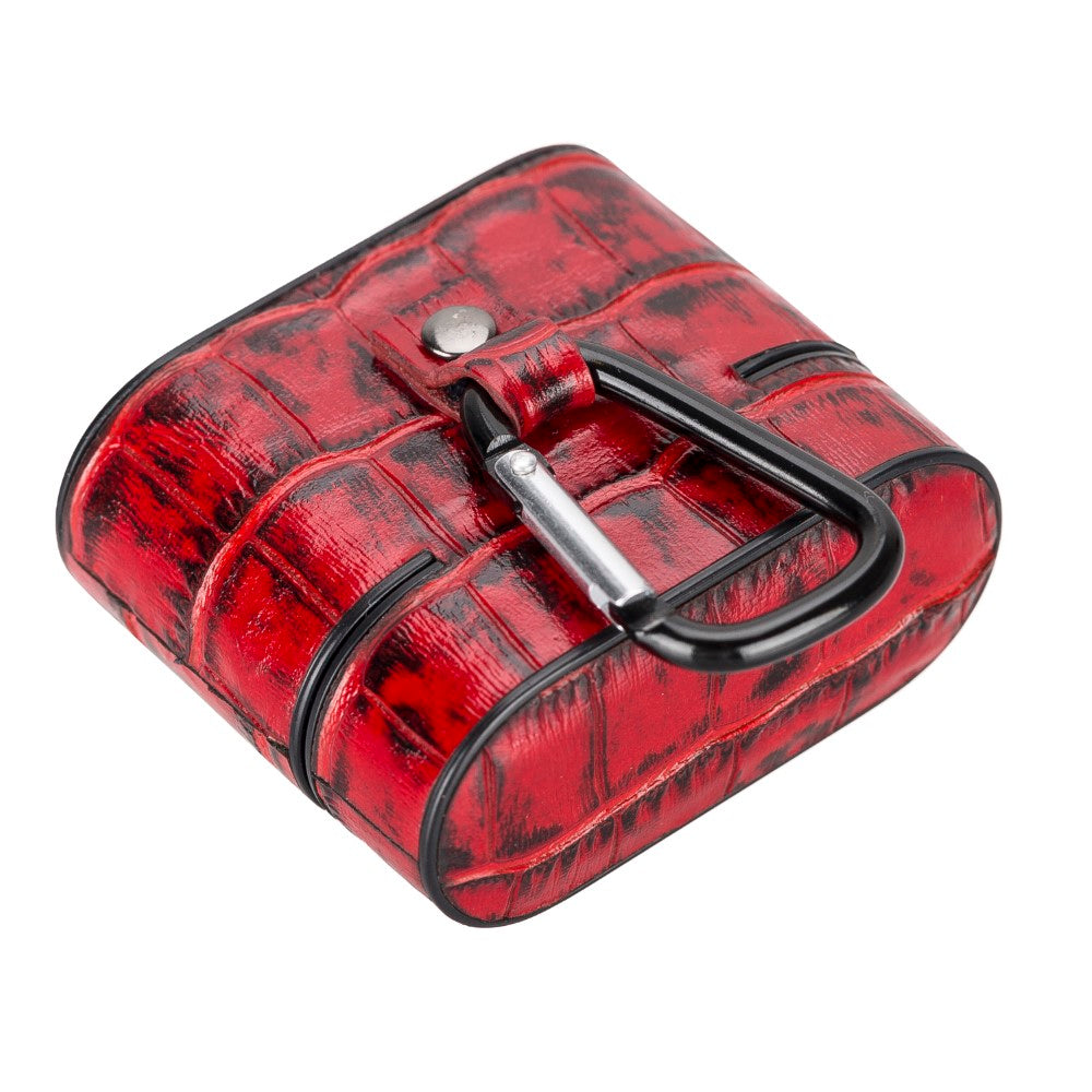 Casquet Apple AirPods 3.nesil uyumlu, Hakiki Deri, El Yapımı Kılıf, YK5 Kırmızı