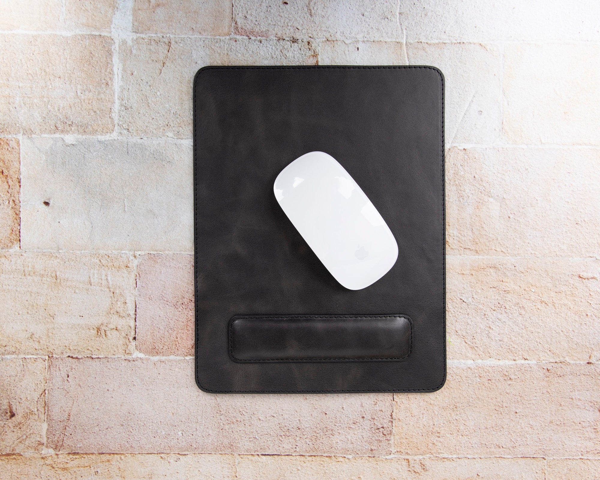 Comfy Hakiki Deri, El Yapımı, Bilek Destekli Mouse Pad, Gölgeli Gri