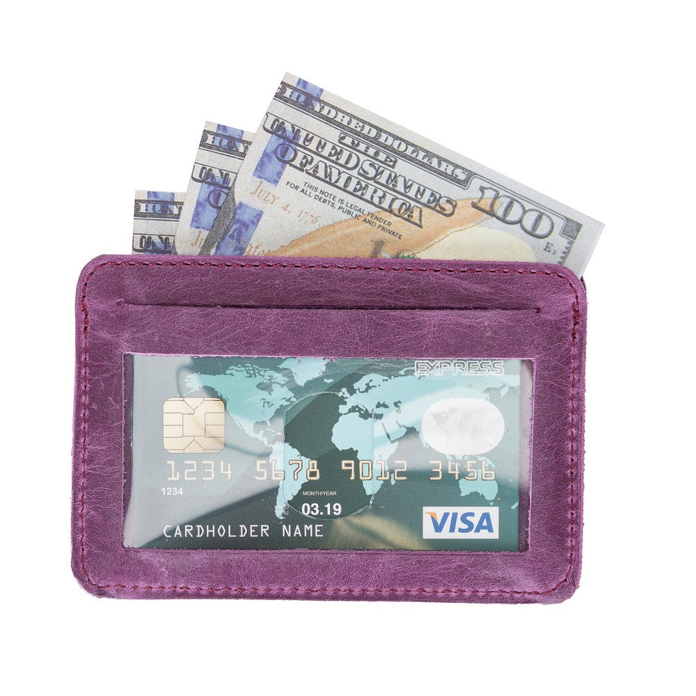 Hakiki Deri, El Yapımı, Kimlik Pencereli, Bozuk Para Cüzdanı, G7 Mor