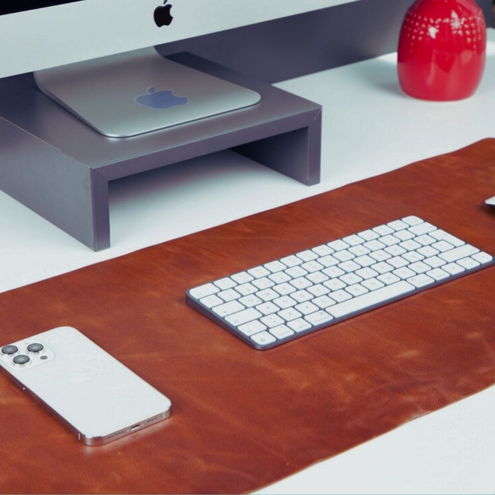 Gerçek Deri Masa Matı 80*37cm Karamel