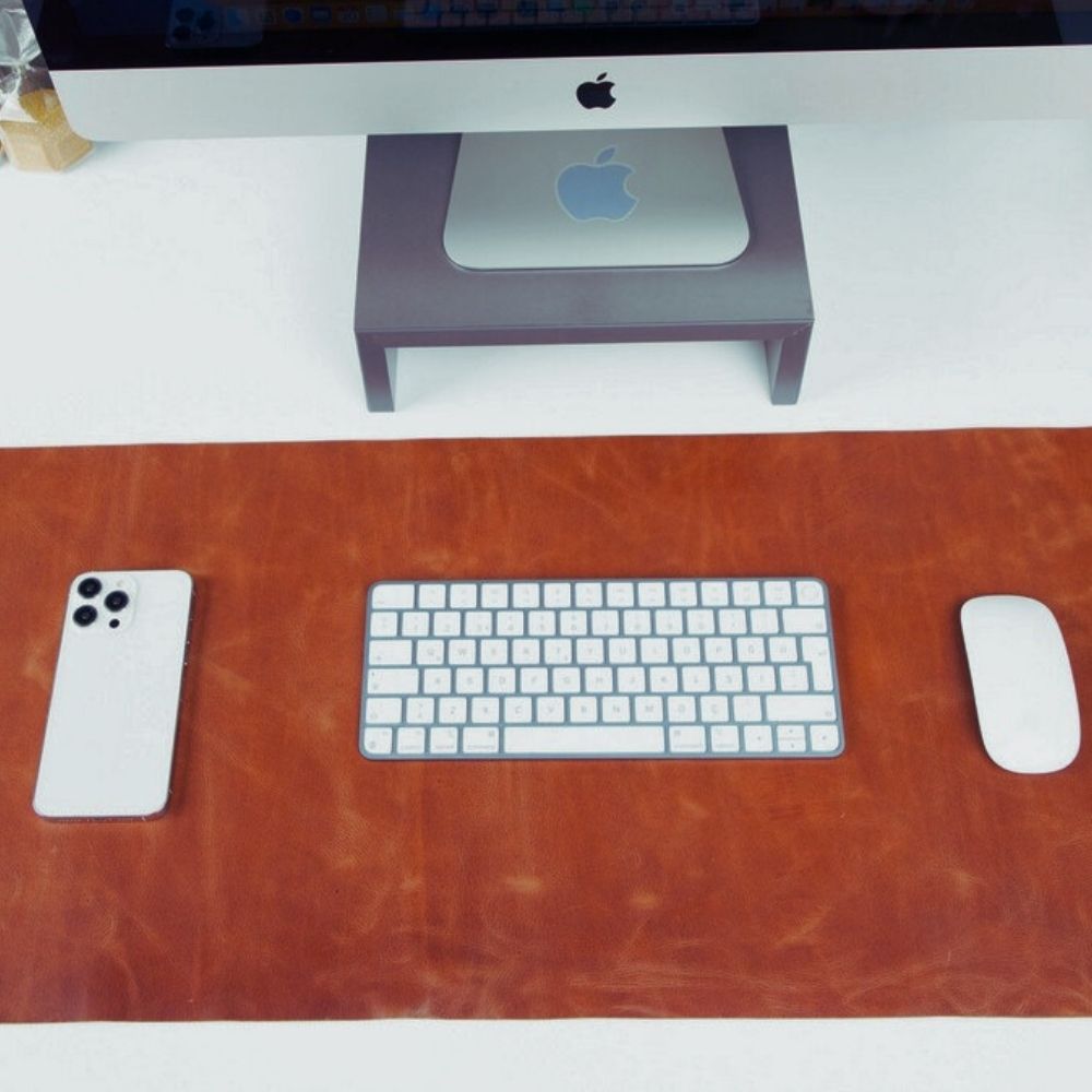 Gerçek Deri Masa Matı 80*37cm Karamel