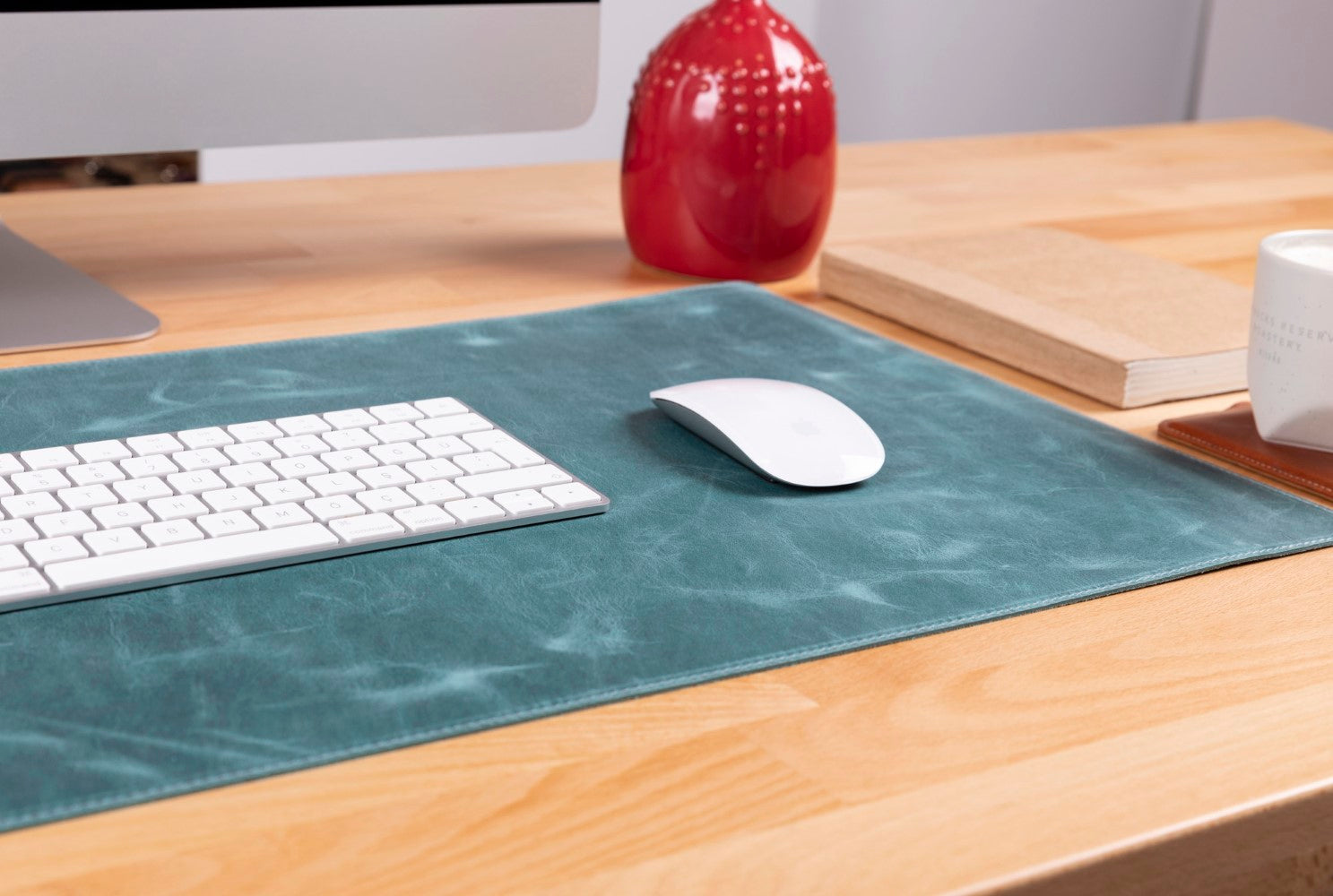 Hakiki Deri, El Yapımı Masa Matı, 80*37cm G21 Yeşil