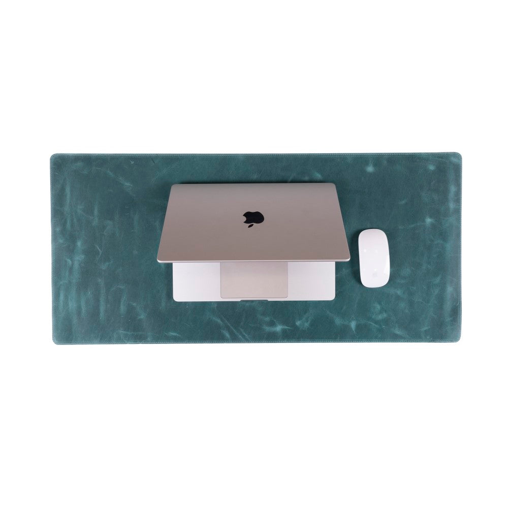 Hakiki Deri, El Yapımı Masa Matı, 80*37cm G21 Yeşil