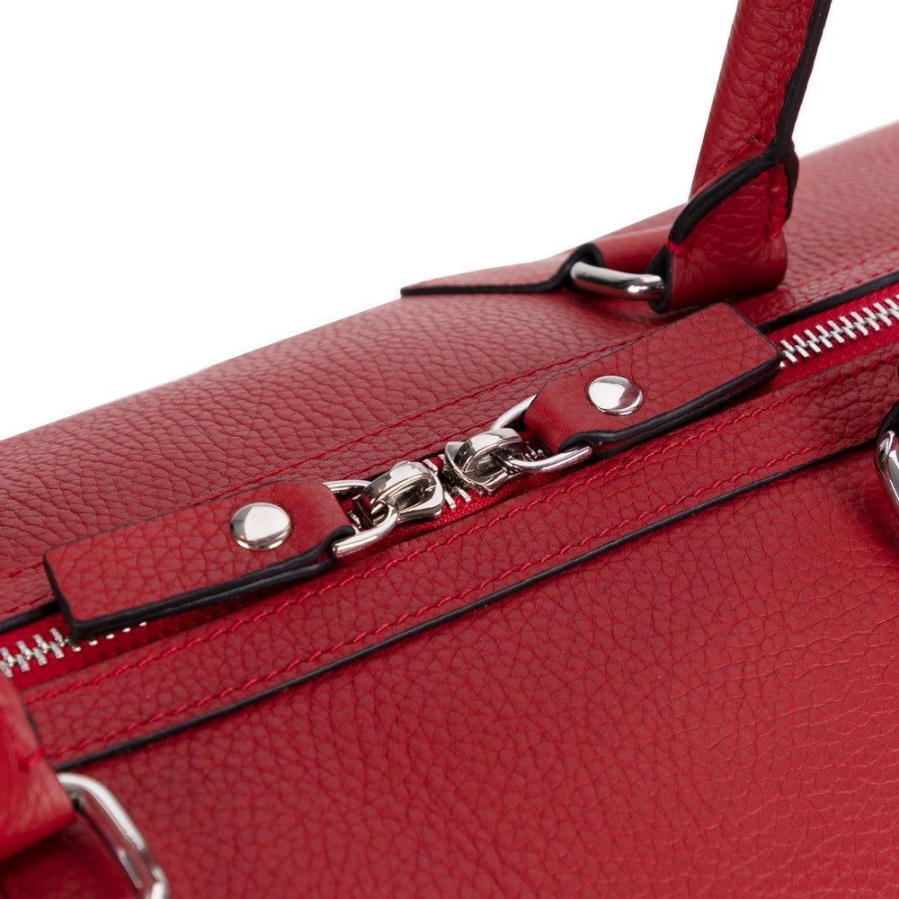 Dolly Gerçek Deri Seyahat Çantası Dokulu Kırmızı