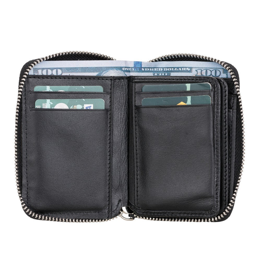 Elvis Hakiki Deri, El Yapımı Cüzdan, 14 Kart bölmesi, Siyah