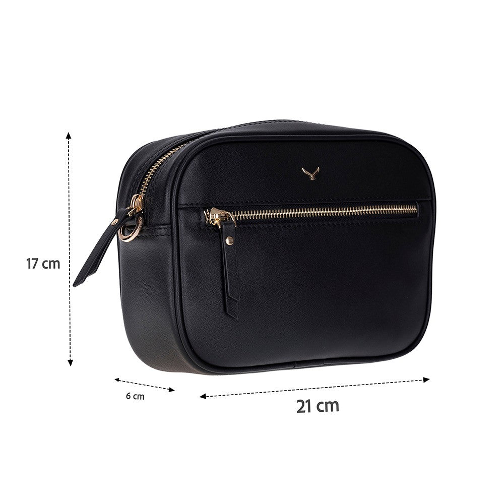 Emerald Hakiki Deri Kadın Omuz Çantası – Kompakt, Zarif ve Kullanışlı - Siyah