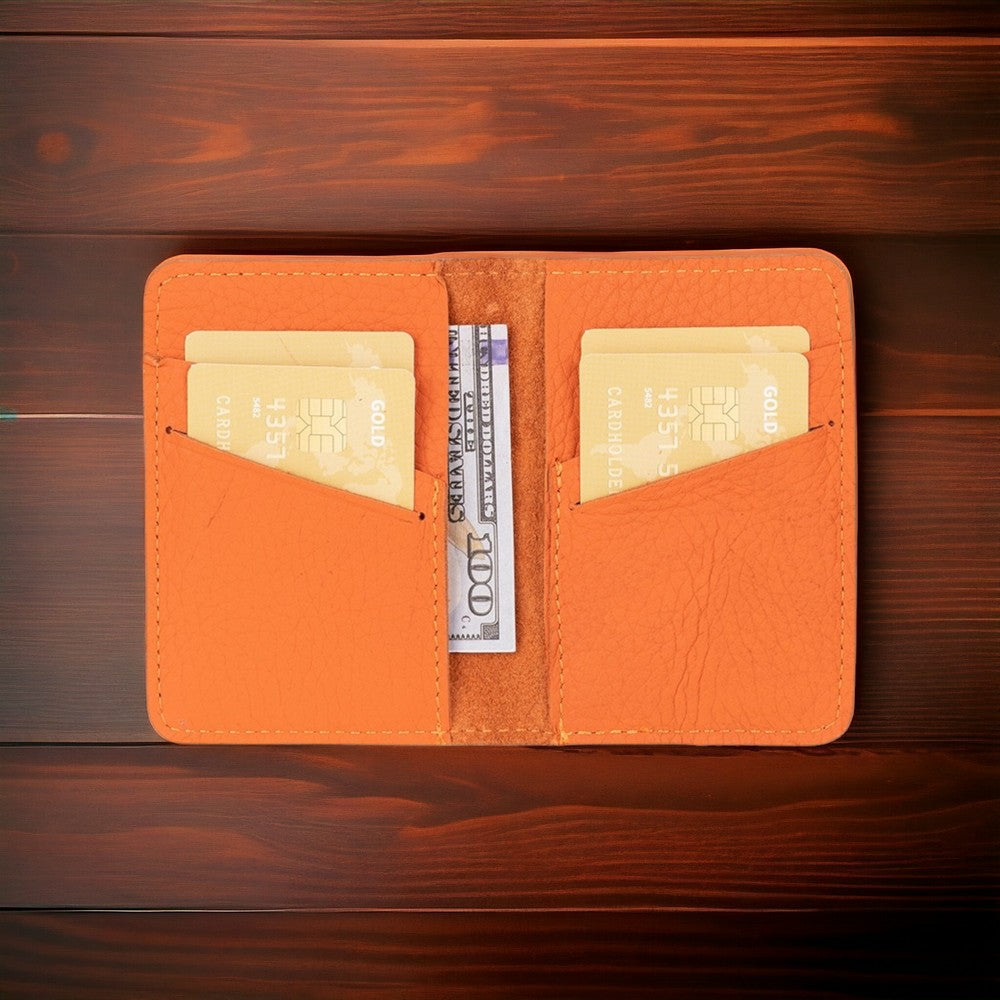 Enrico Hakiki Deri, El Yapımı, Kartlık, 6 Adet kart bölmeli, Turuncu