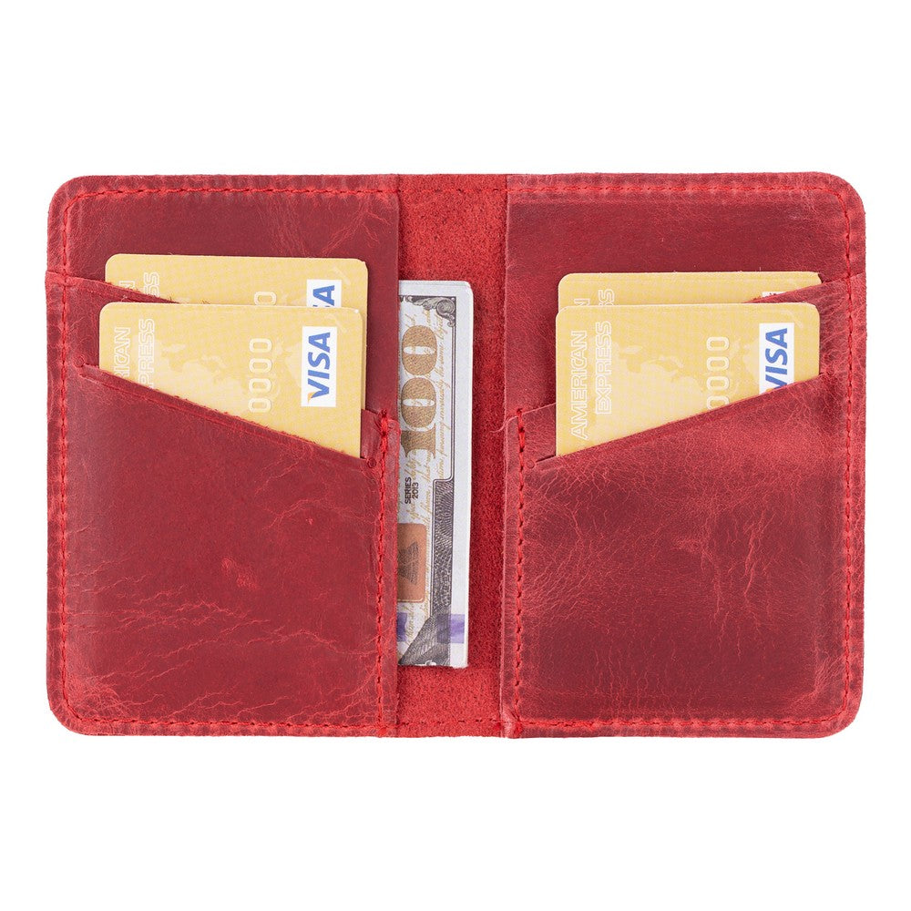 Enrico Hakiki Deri, El Yapımı, Kartlık, 6 Adet kart bölmeli, Antik Kırmızı