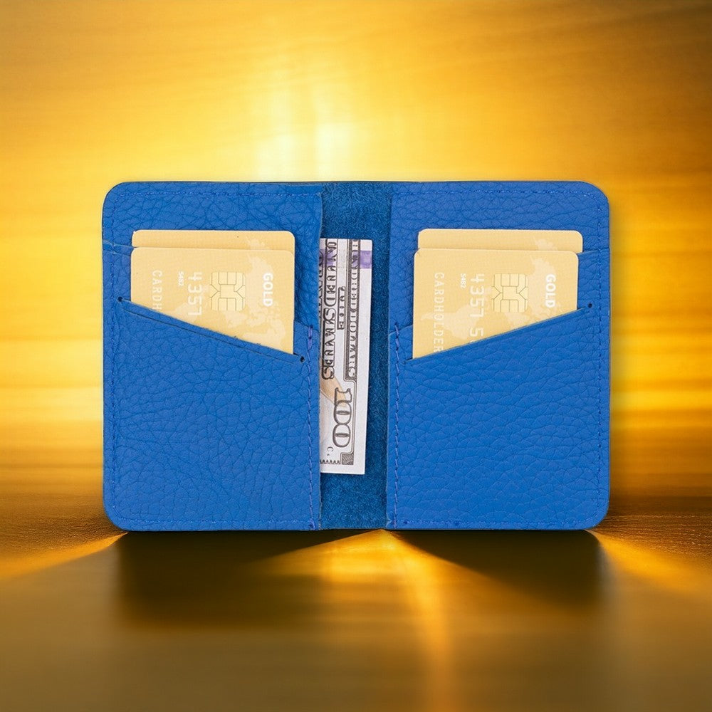 Enrico Hakiki Deri, El Yapımı, Kartlık, 6 Adet kart bölmeli, Mavi