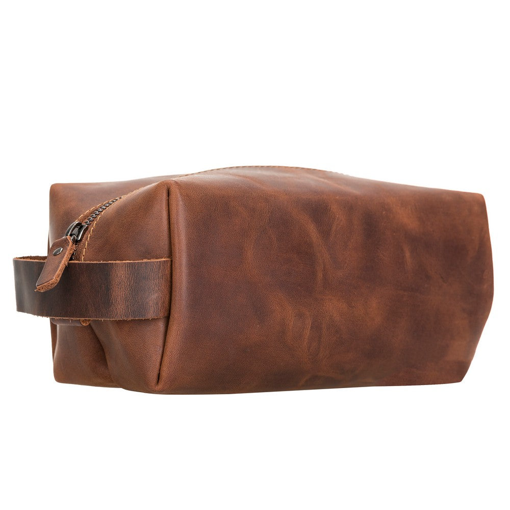 Eve Dopp Kit, Hakiki Deri, El Yapımı, Kişisel Bakım Çantası, L Ölçü, AA2 Taba
