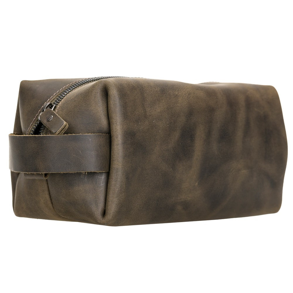 Eve Dopp Kit, Hakiki Deri, El Yapımı, Kişisel Bakım Çantası, L Ölçü, AA18 Olive Yeşil
