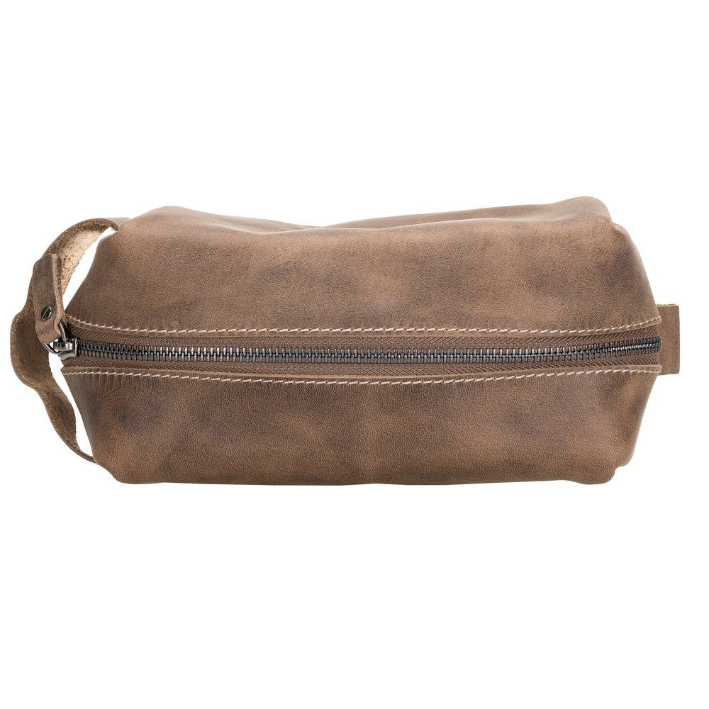 Eve Dopp Kit, Hakiki Deri, El Yapımı, Kişisel Bakım Çantası, M Ölçü, AA6 Kahve