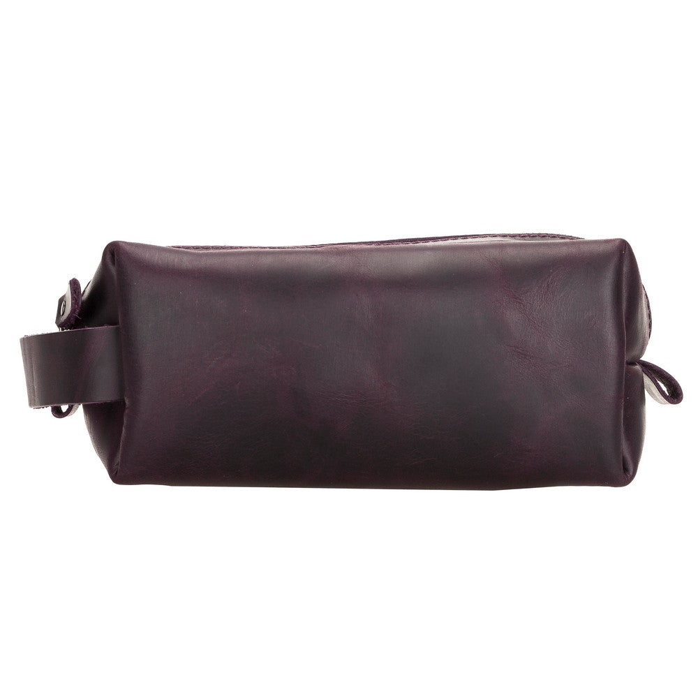 Eve Dopp Kit, Hakiki Deri, El Yapımı, Kişisel Bakım Çantası, M Ölçü, AA7 Mor