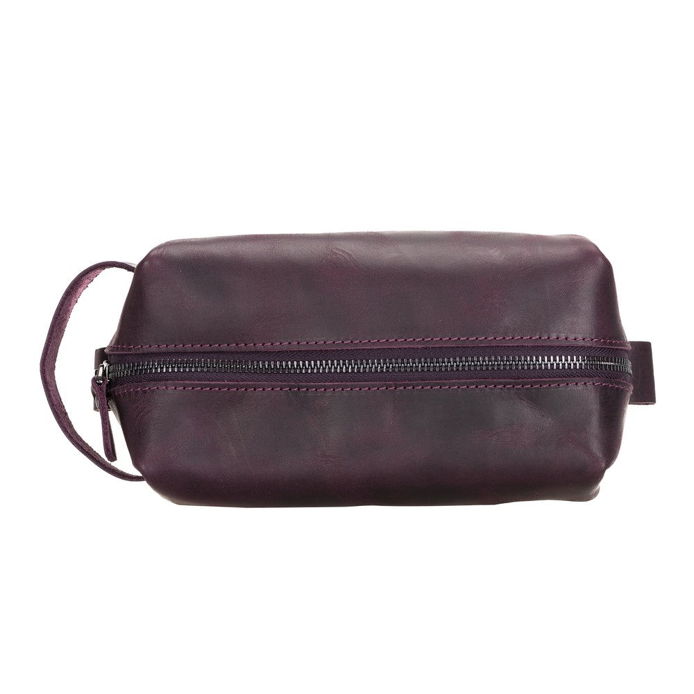 Eve Dopp Kit, Hakiki Deri, El Yapımı, Kişisel Bakım Çantası, M Ölçü, AA7 Mor