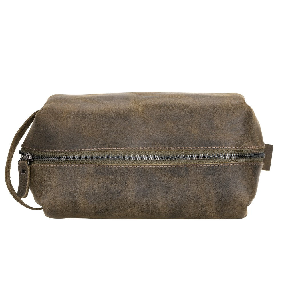 Eve Dopp Kit, Hakiki Deri, El Yapımı, Kişisel Bakım Çantası, XL Ölçü, AA18 Olive Yeşil