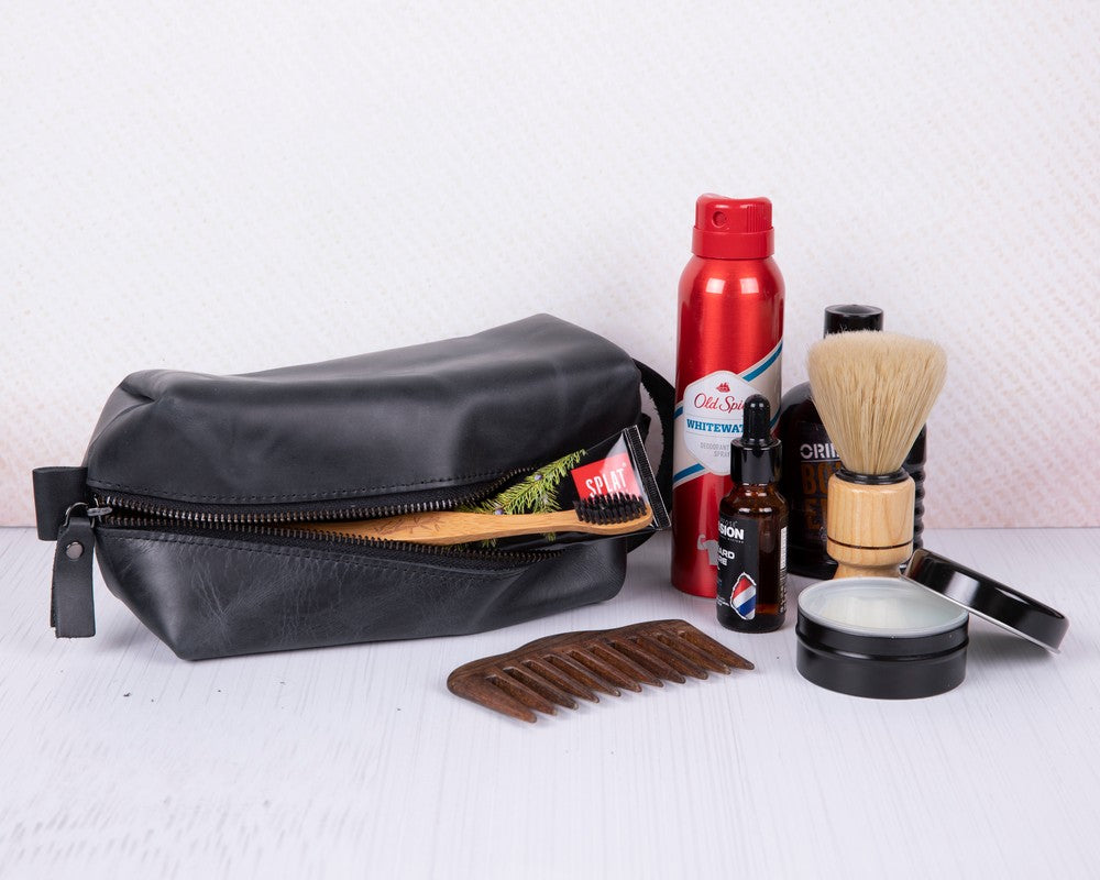 Eve Dopp Kit, Hakiki Deri, El Yapımı, Kişisel Bakım Çantası, M Ölçü, TN1 Kahverengi